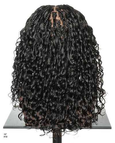 Nami - 100% Human Hair Drawstring Cap Swiss HD Full Lace Water Wave Boho Box Braided Wig Pre Cut & Pre Bleached & Pre Plucked