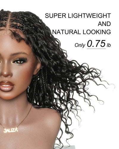 Nami - 100% Human Hair Drawstring Cap Swiss HD Full Lace Water Wave Boho Box Braided Wig Pre Cut & Pre Bleached & Pre Plucked