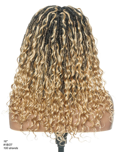16" Pre Bleached HD Full Lace Boho Locs Wig With Human Hair Boho Curls