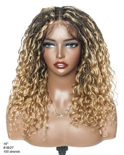 Salon-level Knotless Boho Locs Swiss HD Full Lace Human Hair Boho Curls Locs Wig