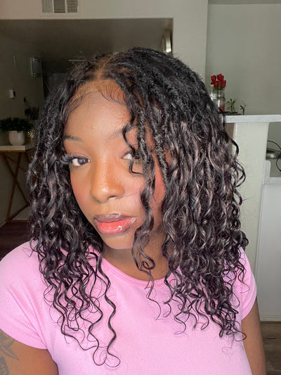 Salon-level Knotless Boho Locs Swiss HD Full Lace Human Hair Boho Curls Locs Wig