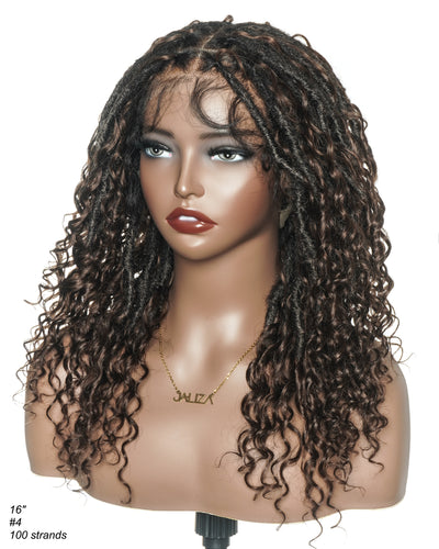 Salon-level Knotless Boho Locs Swiss HD Full Lace Human Hair Boho Curls Locs Wig