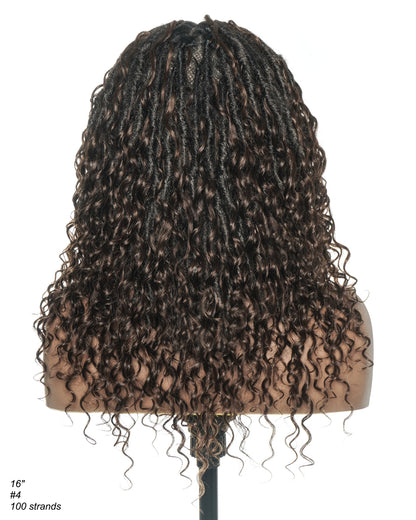 16" Pre Bleached HD Full Lace Boho Locs Wig With Human Hair Boho Curls