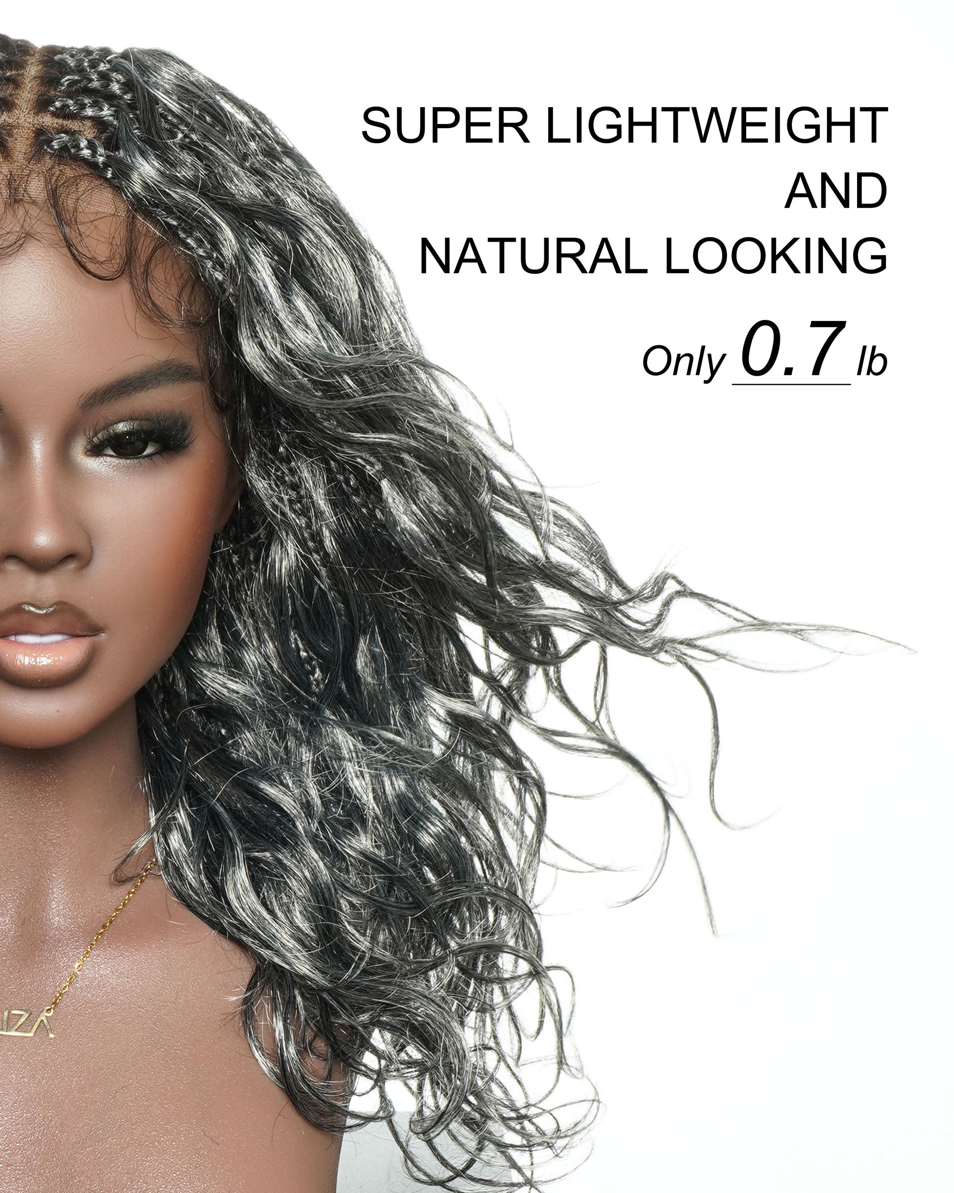 Michelle 18" - JALIZA Slip-On™ Salt & Pepper Body Wave Boho Box Braided Wig