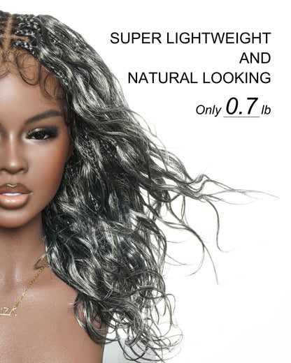 Michelle 18" - JALIZA Slip-On™ Salt & Pepper Body Wave Boho Box Braided Wig