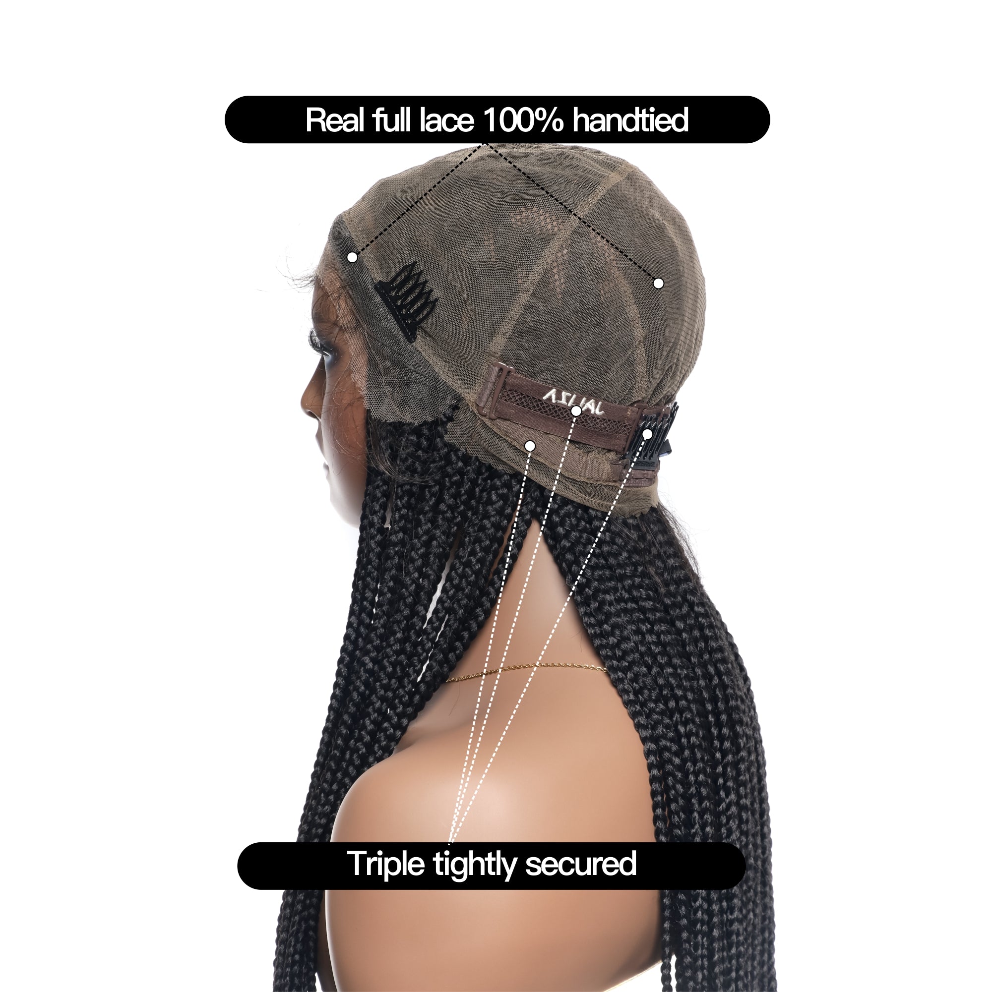 48" Lightweight Knotless HD Full Lace Box Braided Wig