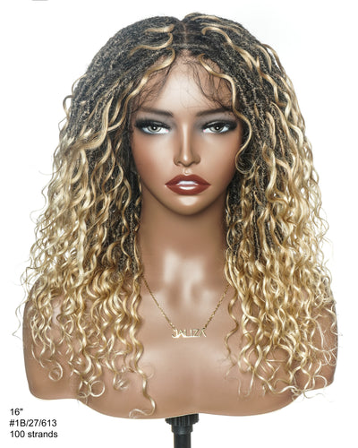 Lola - 16" Pre Bleached Swiss HD Full Lace Boho Locs Wig With Human Hair Boho Curls