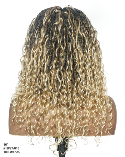 Lola - 16" Pre Bleached Swiss HD Full Lace Boho Locs Wig With Human Hair Boho Curls