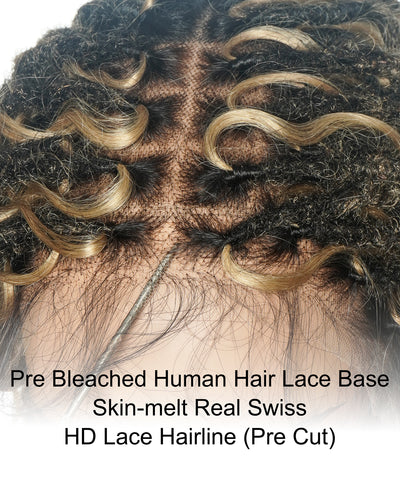 Lola - 16" Pre Bleached Swiss HD Full Lace Boho Locs Wig With Human Hair Boho Curls