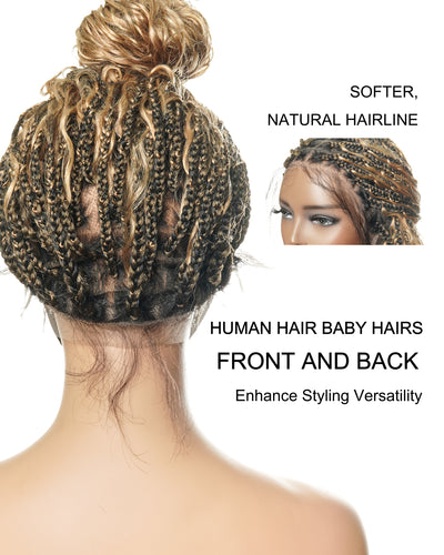 Kiki - 16" Pre Bleached Swiss HD Lace Human Hair Curls Full Lace Knotless Boho Box Braided Wig