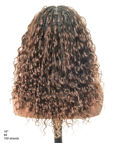 Custom Design Human Hair Deep Wave Boho Braided Wig - 121 Strands