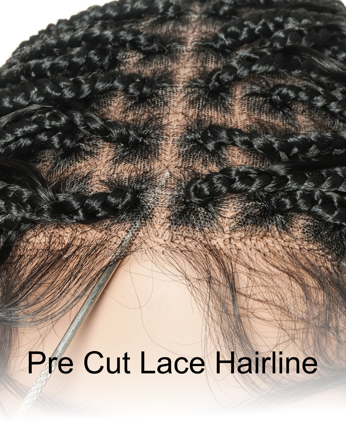 Glueless 16" Pre Cut HD Full Elastic Lace Lightweight Ready-To-Go Boho Box Braided Wig with Human Hair Boho Curls