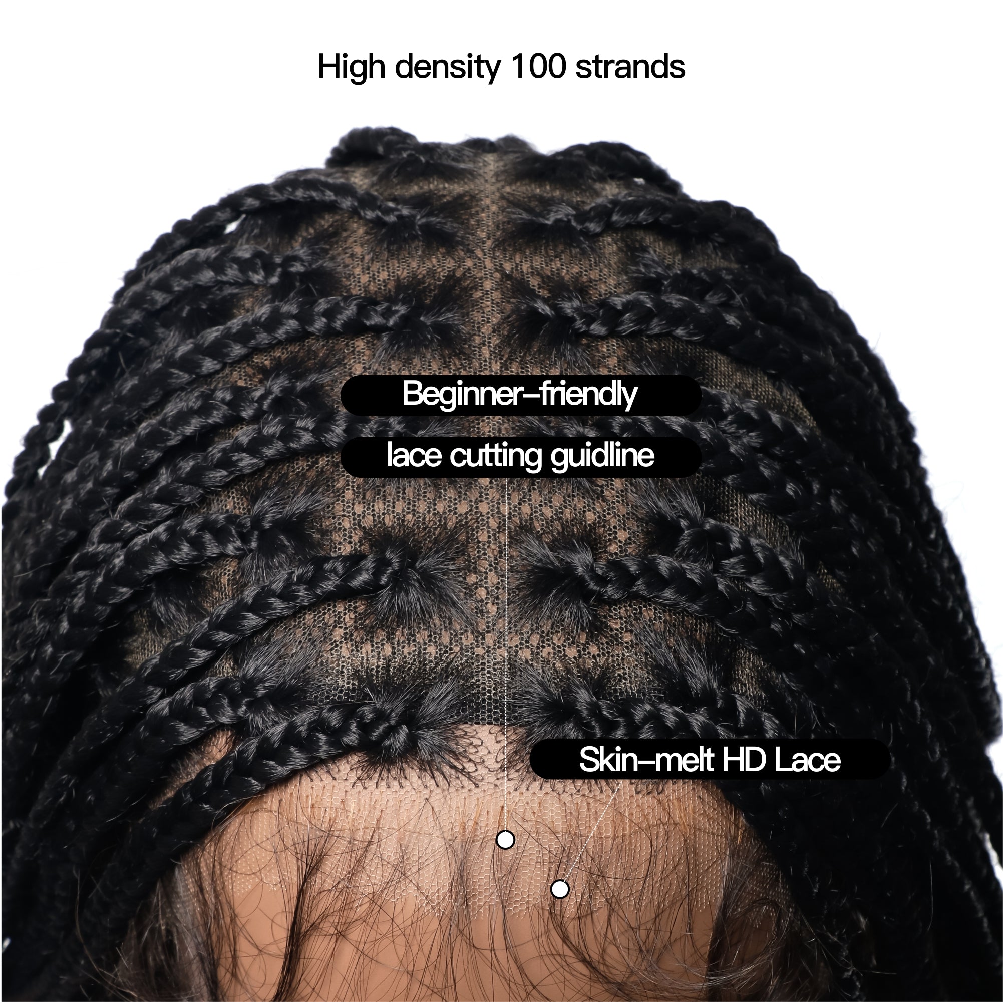 48" Lightweight Knotless HD Full Lace Box Braided Wig