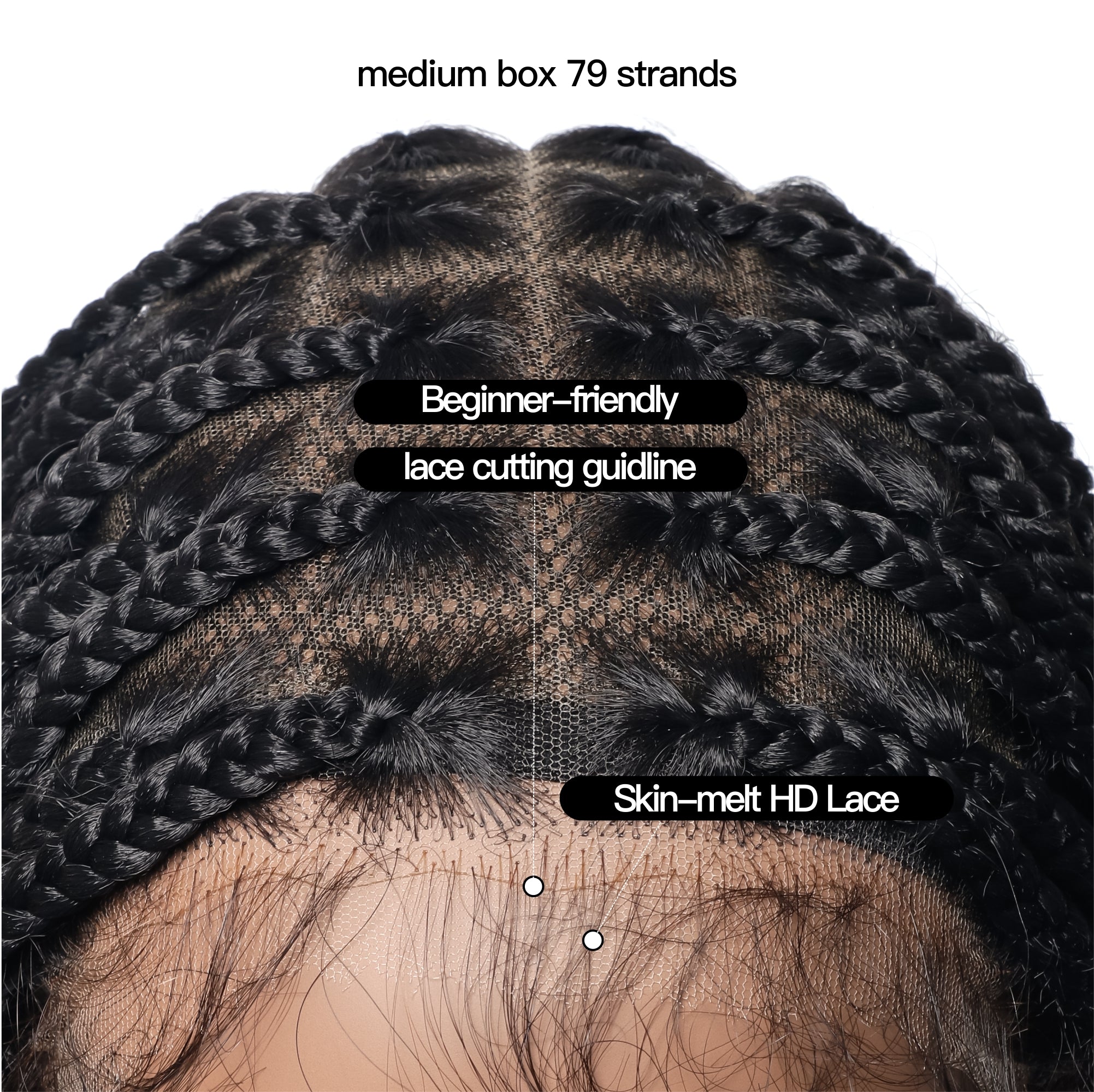 48" Lightweight Knotless HD Full Lace Box Braided Wig