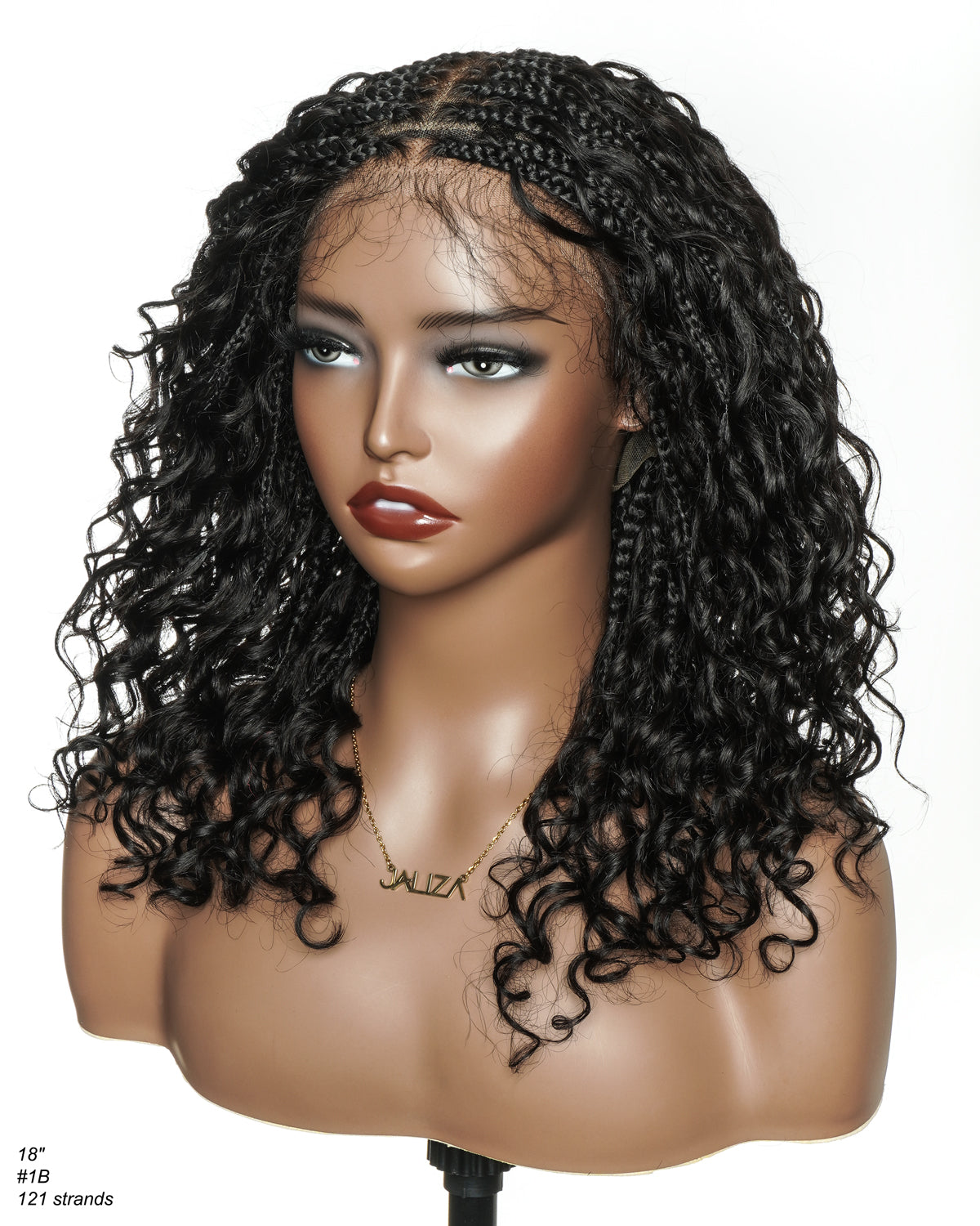 18" Bora Bora High Density Human Hair Deep Wave Curls Boho Box Braided Wig