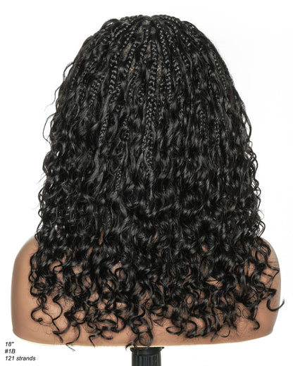 Tiana - 18" Bora Bora Spanish Curl Wave Human Hair Boho Box Braided Wig