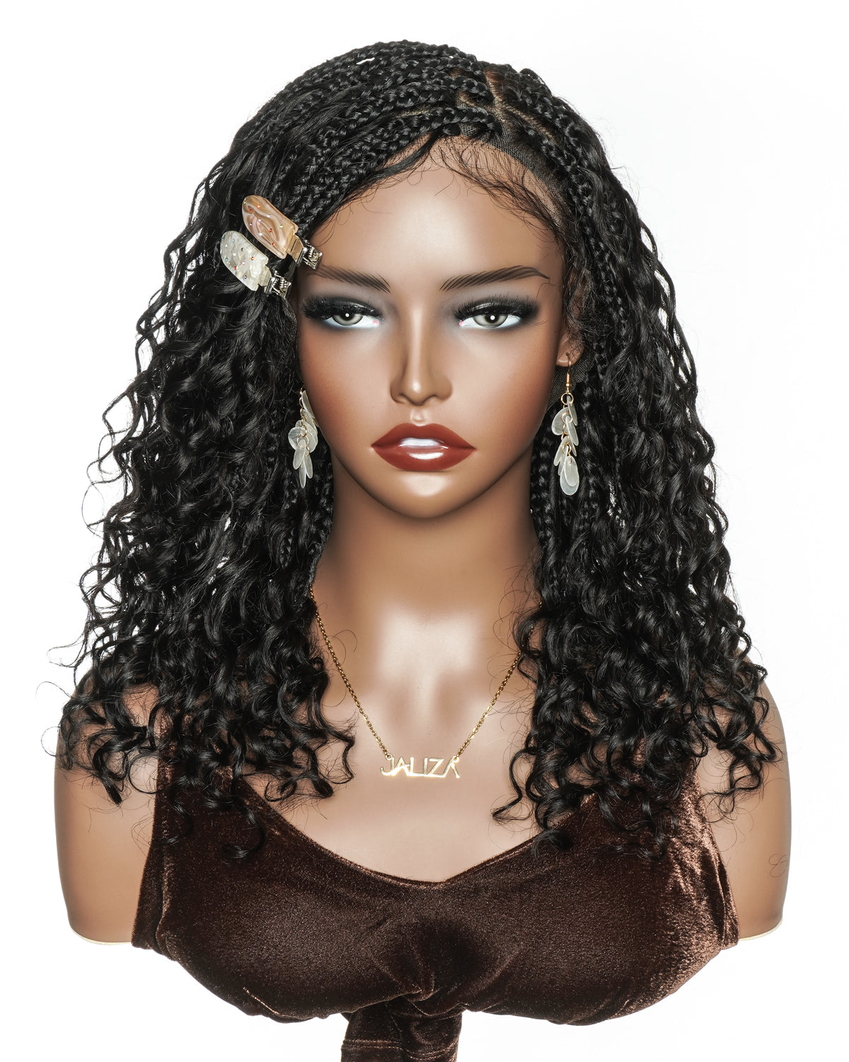 18" Bora Bora High Density Human Hair Deep Wave Curls Boho Box Braided Wig