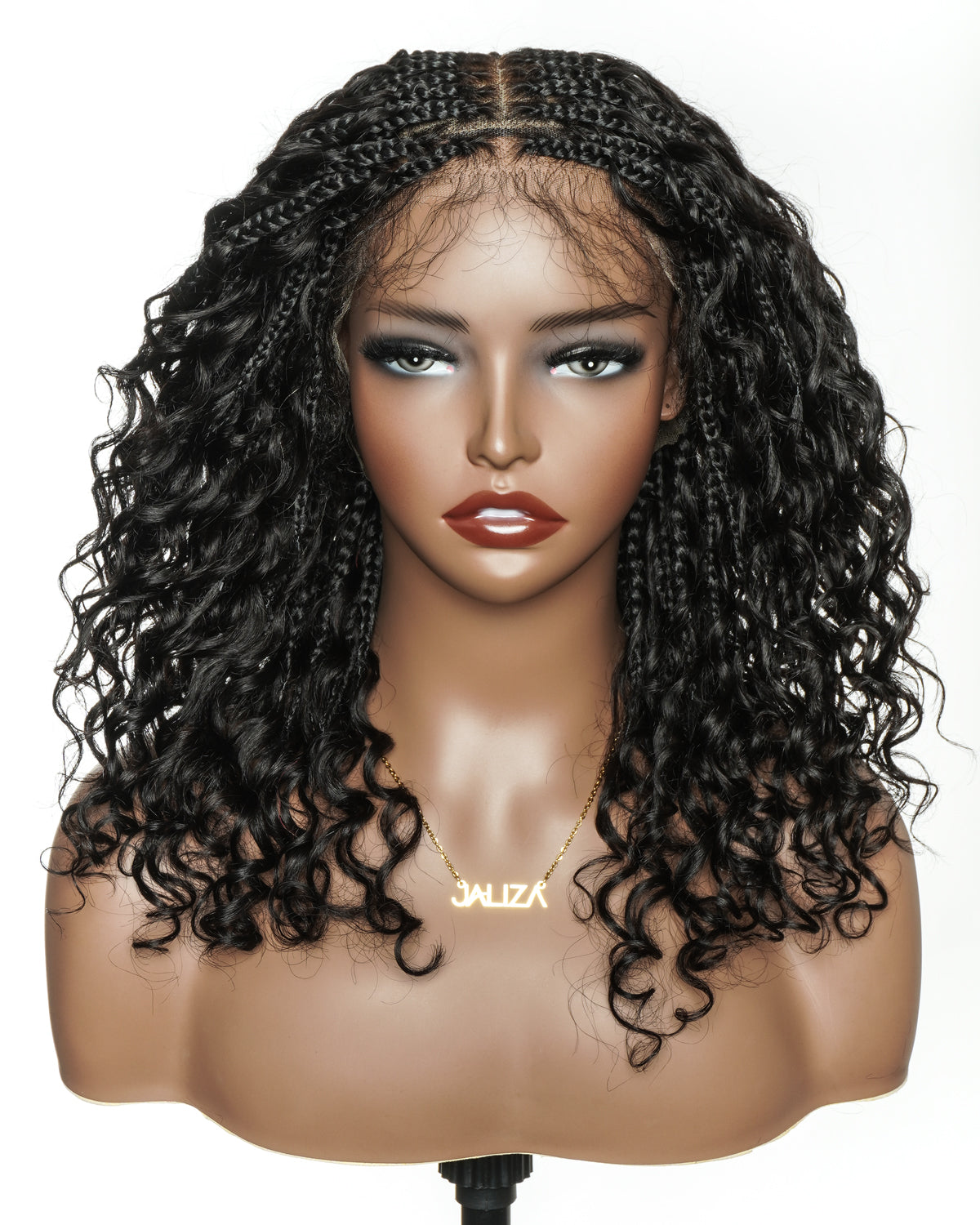 18" Bora Bora High Density Human Hair Deep Wave Curls Boho Box Braided Wig