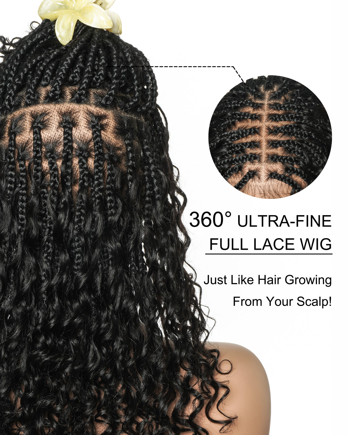 Tiana - 18" Bora Bora Spanish Curl Wave Human Hair Boho Box Braided Wig