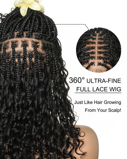 Tiana - 18" Bora Bora Spanish Curl Wave Human Hair Boho Box Braided Wig