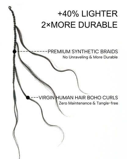 18" Bora Bora Crochet Braids With Body Wave Human Hair Boho Curls 120 Strands/Pack