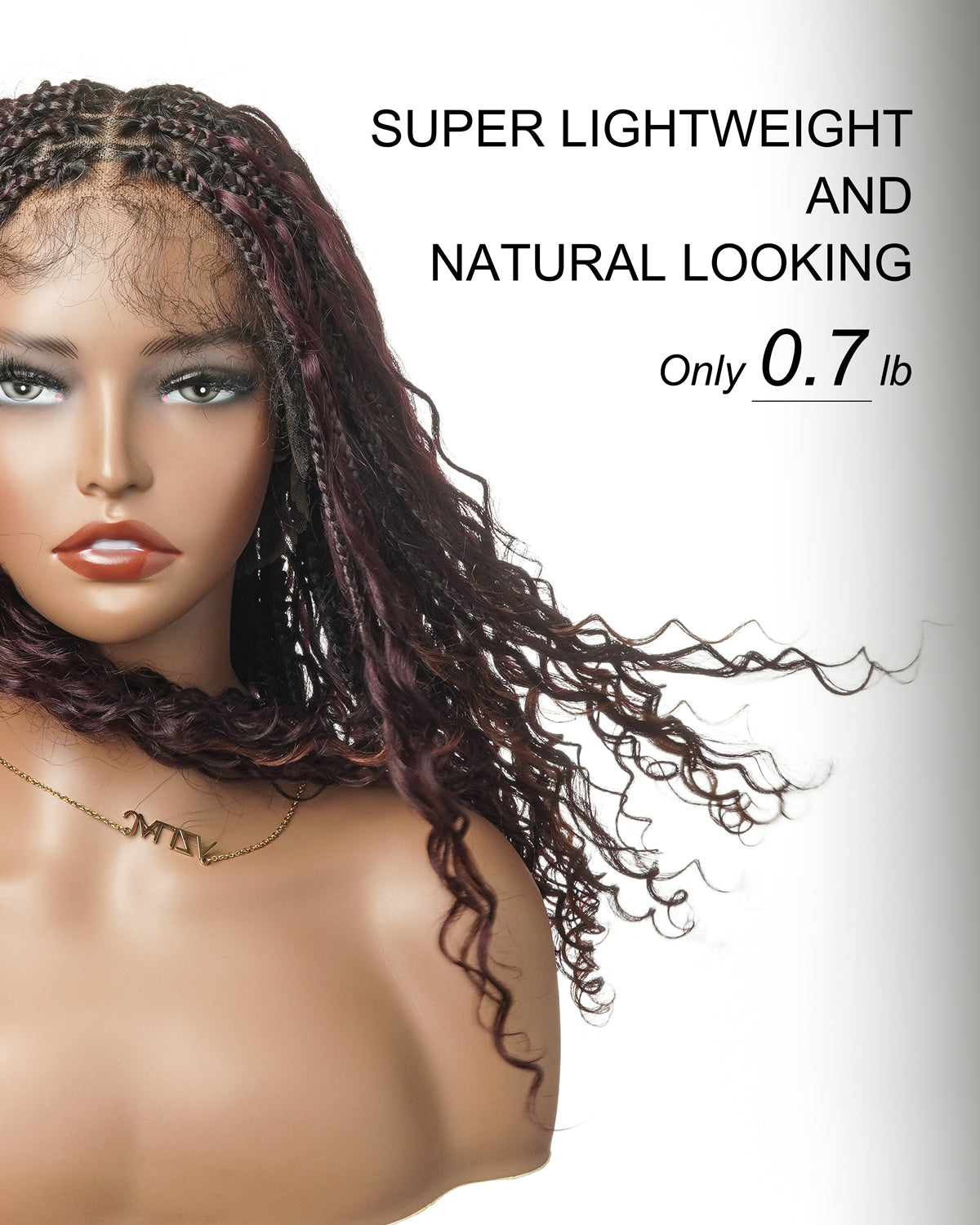 Dark Burgundy 99J Pre Bleached HD Full Lace Human Hair Boho Curls Boho Box Braided Wig 100 Strands