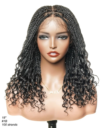 Nina - Small Head Friendly Glueless Braided Wig With Curly Ends (Small Cap Size for Petite Head)