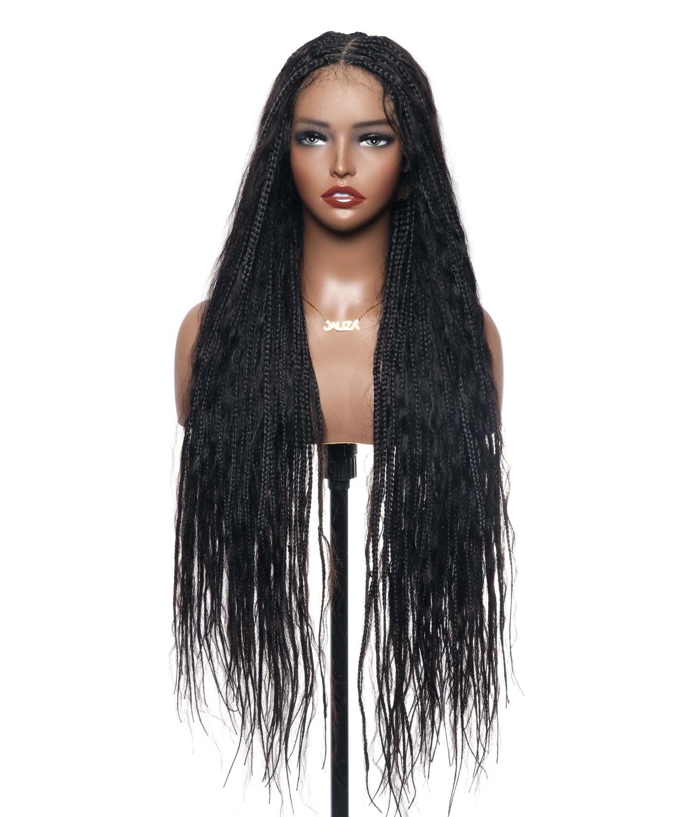 36" Wet & Wavy Human Hair Boho Curls HD Lace Tangleless Super High Density Knotless Boho Box Braided Wig