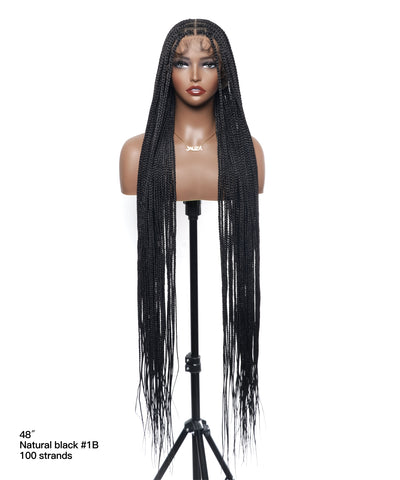 48" Lightweight Knotless HD Full Lace Box Braided Wig