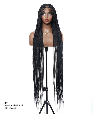 48" Lightweight Knotless HD Full Lace Box Braided Wig