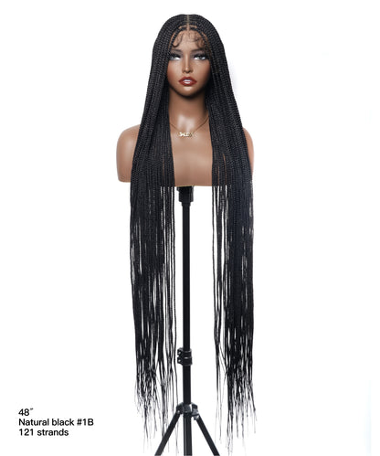 48" Lightweight Knotless HD Full Lace Box Braided Wig