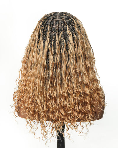 Lumina - 18" Piano Color Swiss HD Full Lace Human Hair Boho Braided Wig
