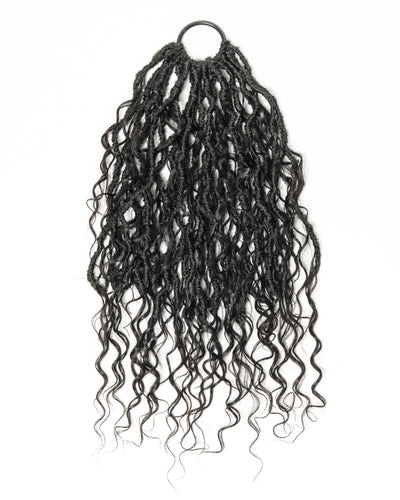 18" Pre Looped Crochet Boho Locs With Human Hair Boho Curls 80 Strands/Pack (5 boho curls)