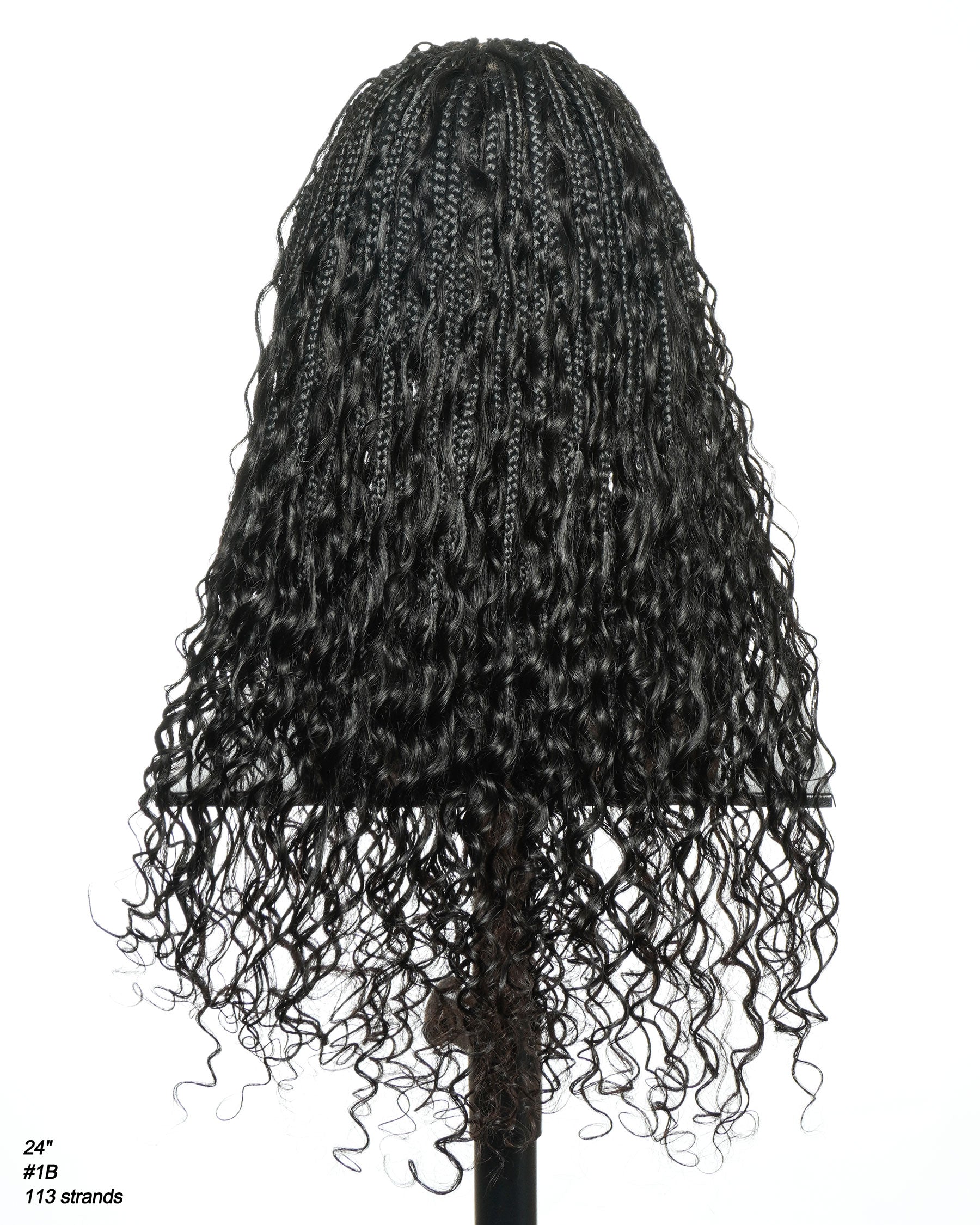 Avery Fulani Human Hair Glueless Swiss HD Lace Cornrow Frontal Boho Box Braided Wig Deep Wave 24 Inches