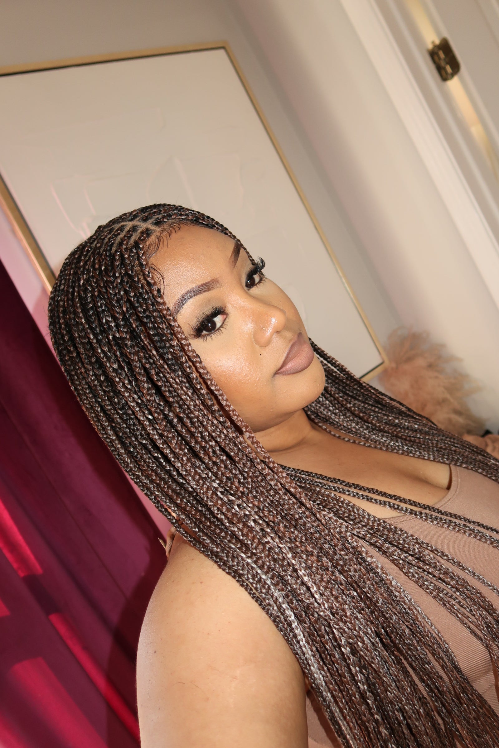HD Full Lace Knotless Micro Box Braided Wig 36" 200 Strands