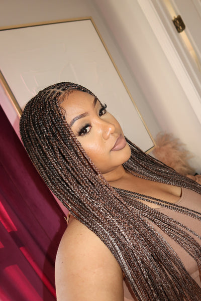 Swiss HD Full Lace Knotless Micro Box Braided Wig 36" 200 Strands