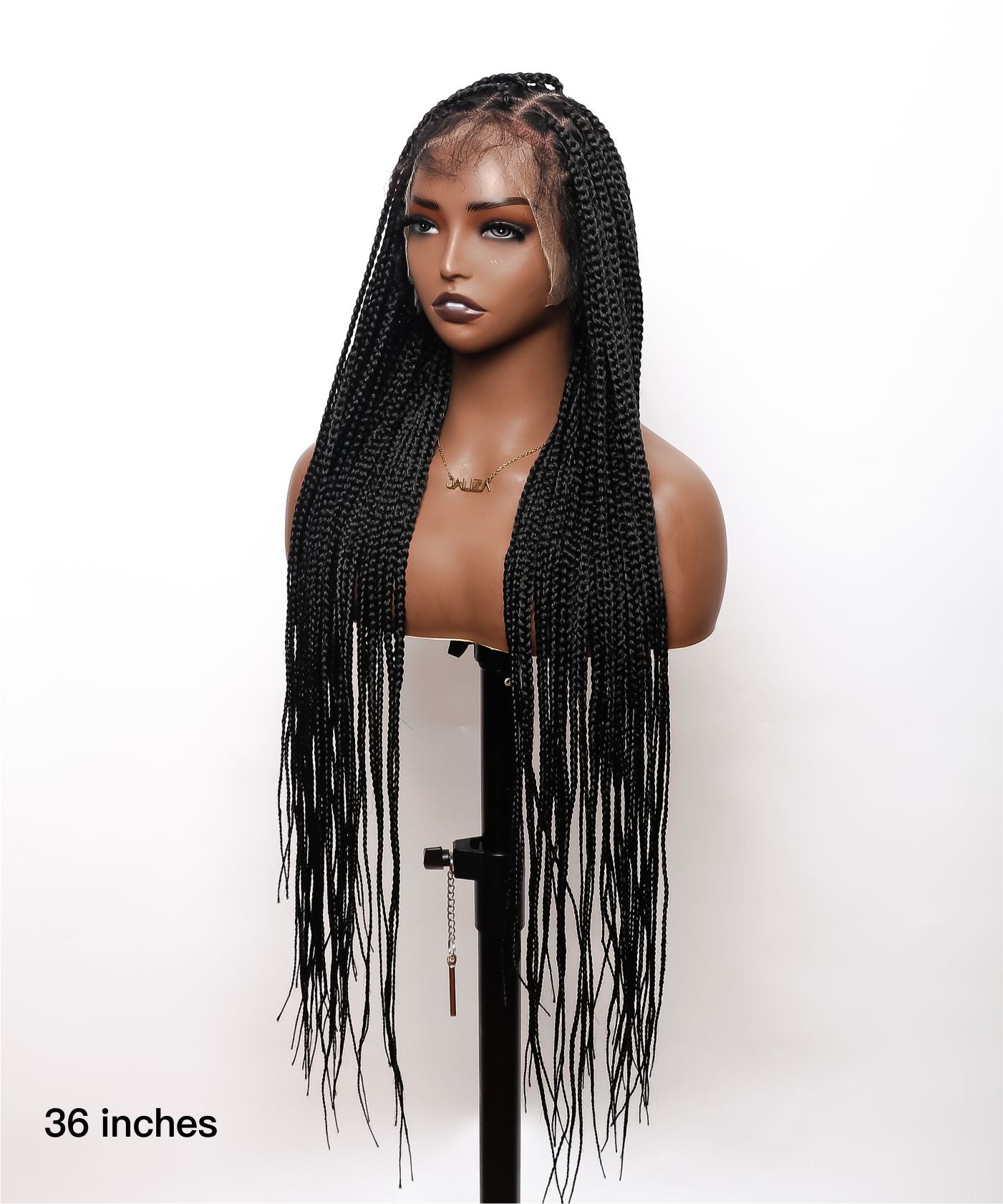 Knotless Box Braided Wig 36" Full Hand-tied HD Lace 79 Strands - Human Baby Hair
