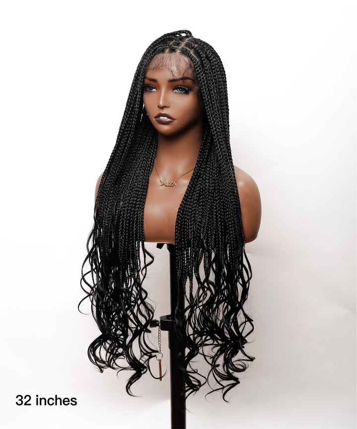 Knotless Small Box Braids with Loose Curly Ends Wig 3