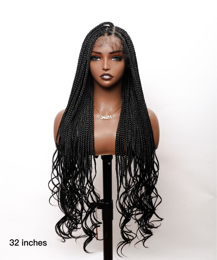 Knotless Small Box Braids with Loose Curly Ends Wig 4