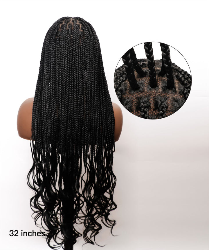 Knotless Small Box Braids with Loose Curly Ends Wig 2