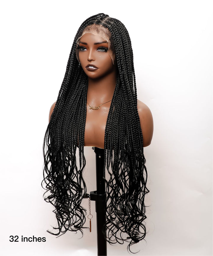 Small Knotless Box Braids with Loose Curly Ends Wig 4