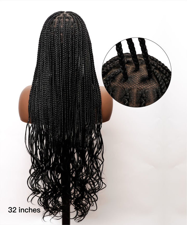 Small Knotless Box Braids with Loose Curly Ends Wig 2