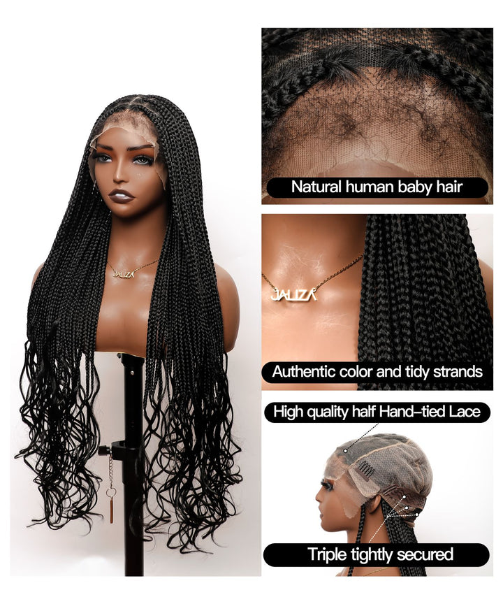 Small Knotless Box Braids with Loose Curly Ends Wig 5