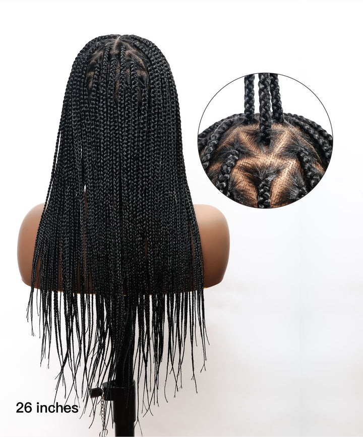 knotless box braids wig with human baby hair 4