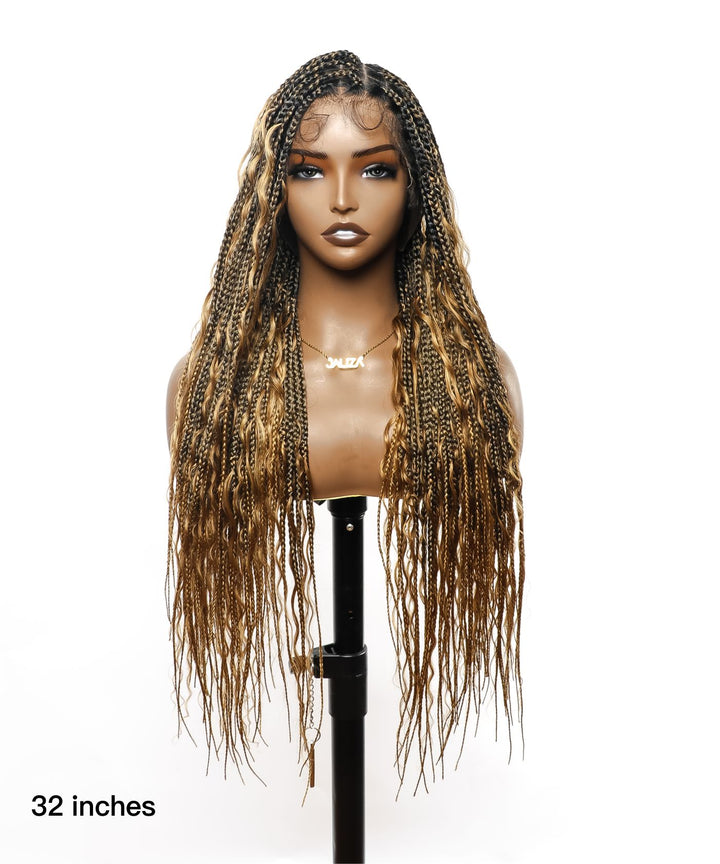 Box Braided Wig with Human Hair Boho Curls JALIZA 3