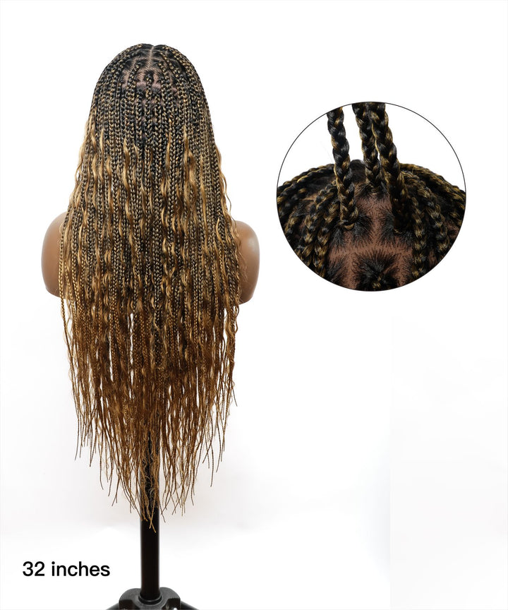 Box Braided Wig with Human Hair Boho Curls JALIZA 2