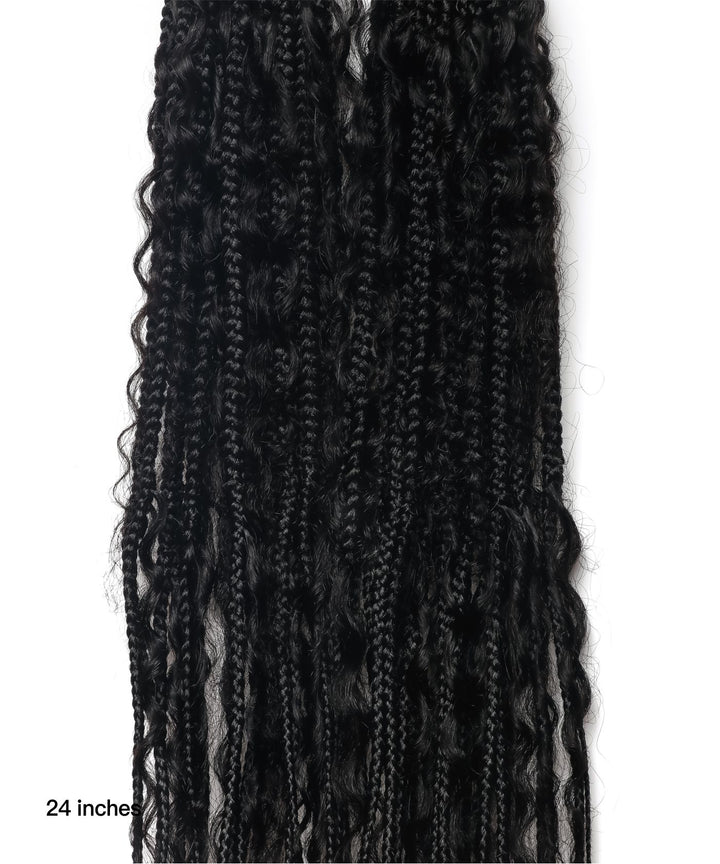 crochet boho box braids with human hair wavy curls 3