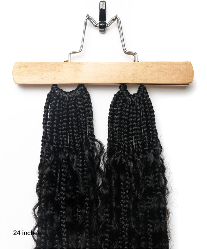 crochet boho box braids with human hair wavy curls 4