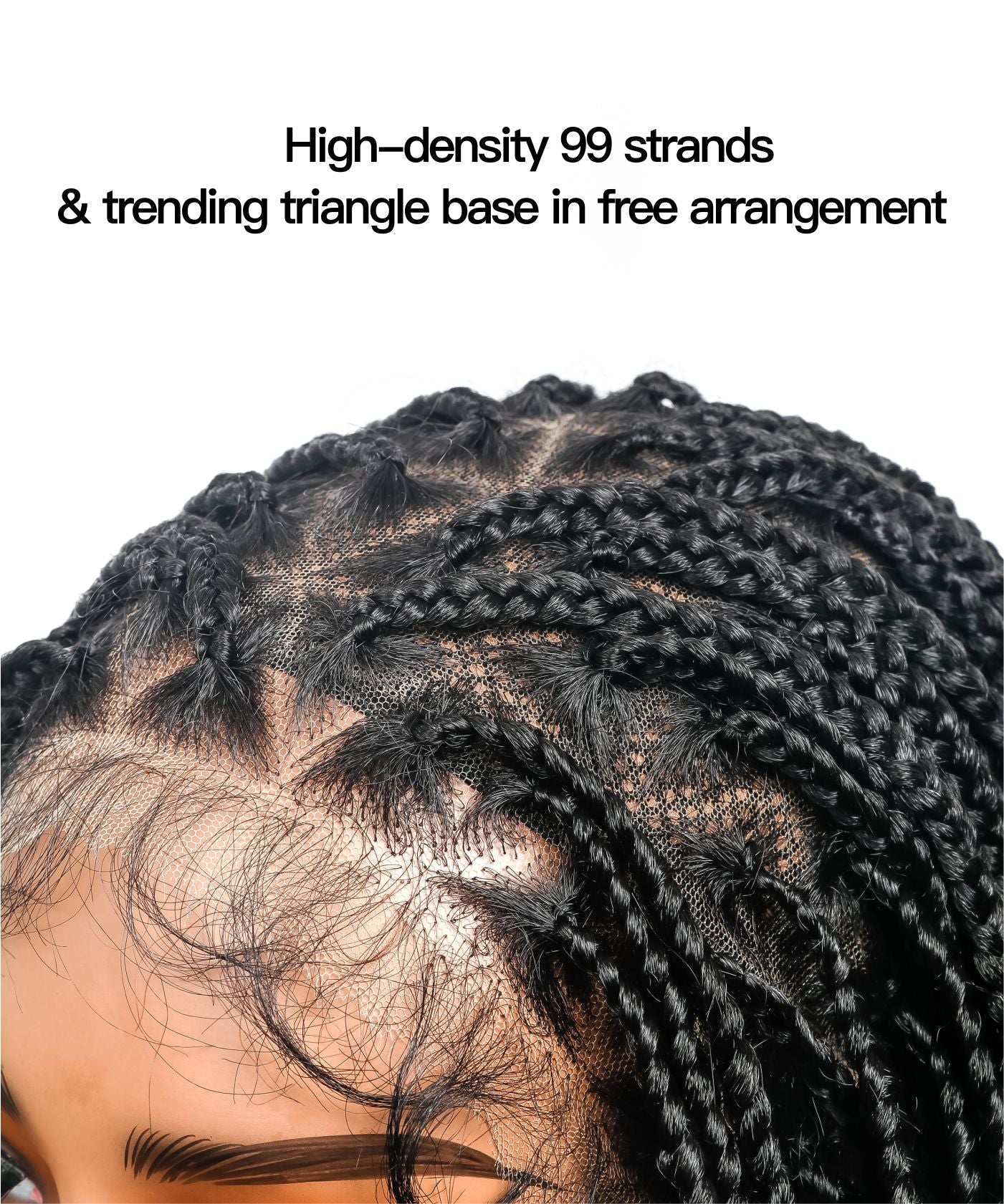 Triangle Base Human Hair Boho Curls 36" HD Full Lace Knotless Boho Box Braided Wig Full Density 99 Strands