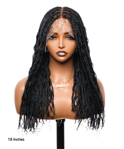 Pre Bleached Human Hair Lace Tangleless Swiss HD Lace Knotless Boho Box Braided Wig 88 Strands